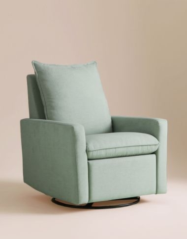 Sage Green Nursery Glider: Modern Upholstered Swivel Chair