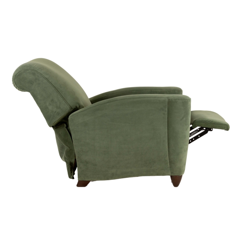 Sage Green Velvet Recliner Traditional Rolled Back Silhouette