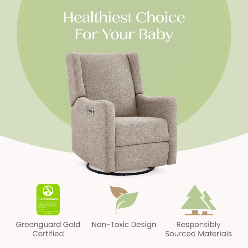 Sand Boucle Power Reclining Nursery Glider with Swivel Base