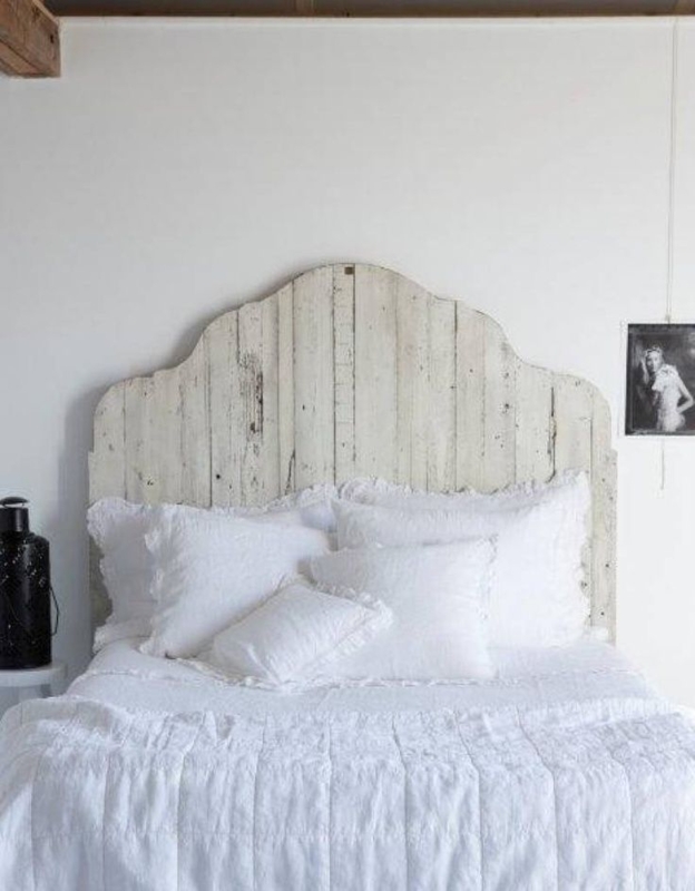 Scalloped Headboard Coastal Farmhouse Plank Style Distressed