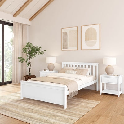 Scandinavian Bed Frame with Plank Headboard in Natural Wood