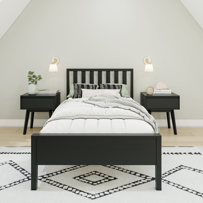 Scandinavian Twin Bed Frame with Matte Finish Vertical Slats