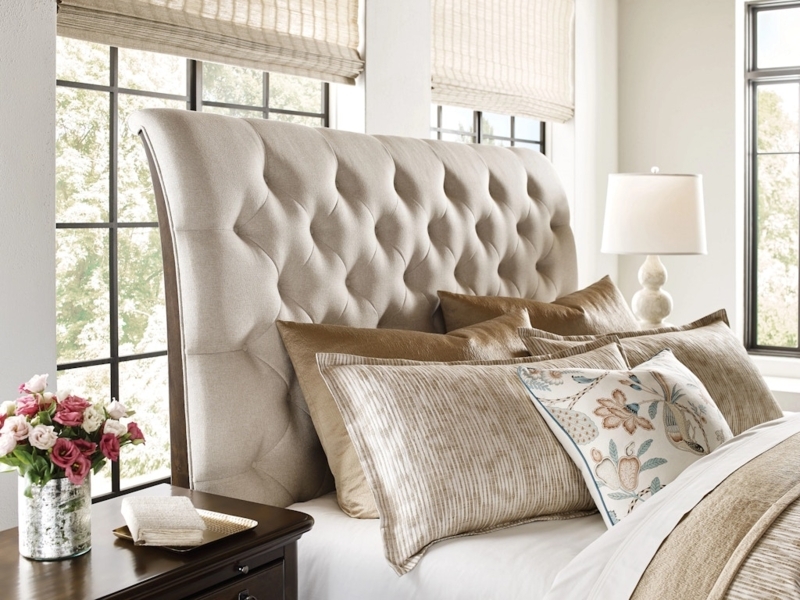 Scrolled Headboard Upholstered Bed with Diamond Tufting