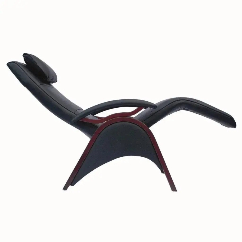 Sculptural Ergonomic Recliner Chair with Arched Wood-Toned Frame