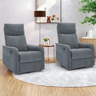 Set of 2 Swivel Rocker Recliners with Side Storage Pockets