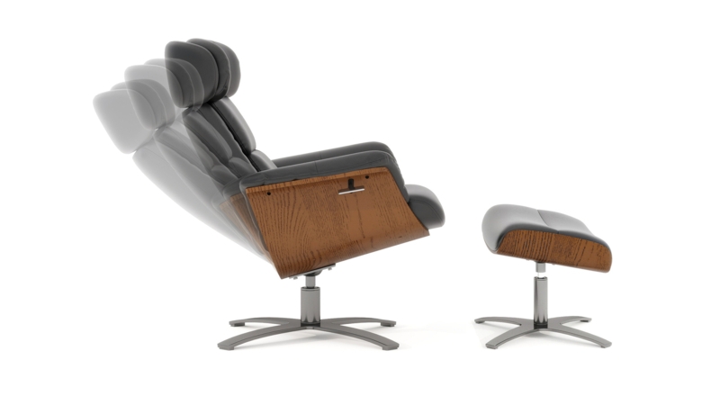 Shadow Gray Wood Shell Recliner Set with Swivel Base and Headrest