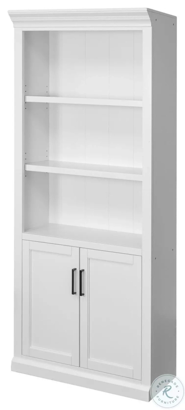 Shaker Style Bookcase with Modern Black Bar Pull Hardware