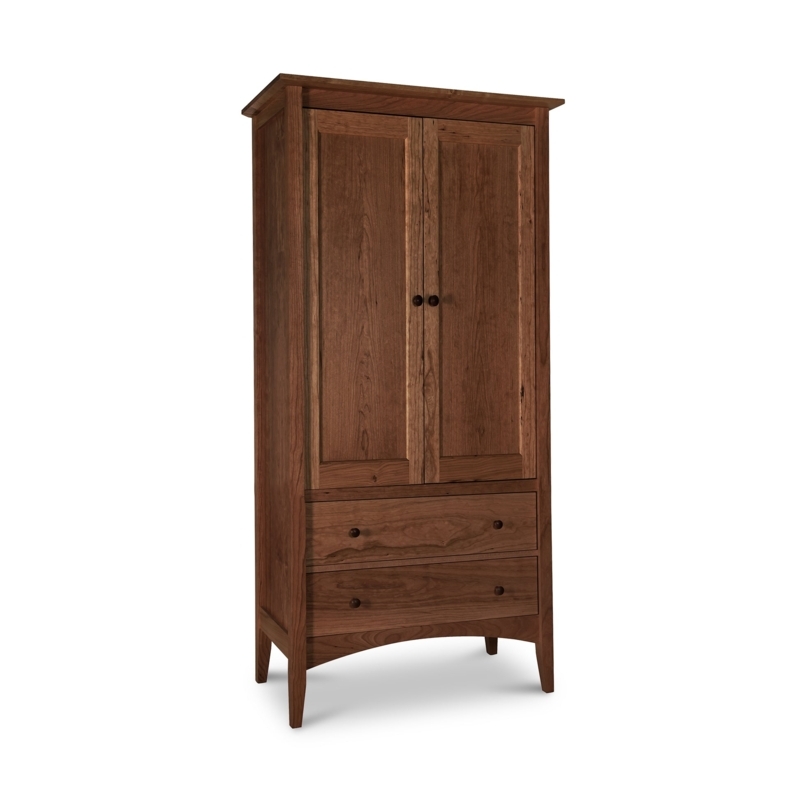 Shaker Two Drawer Wardrobe with Arched Base and Tapered Legs