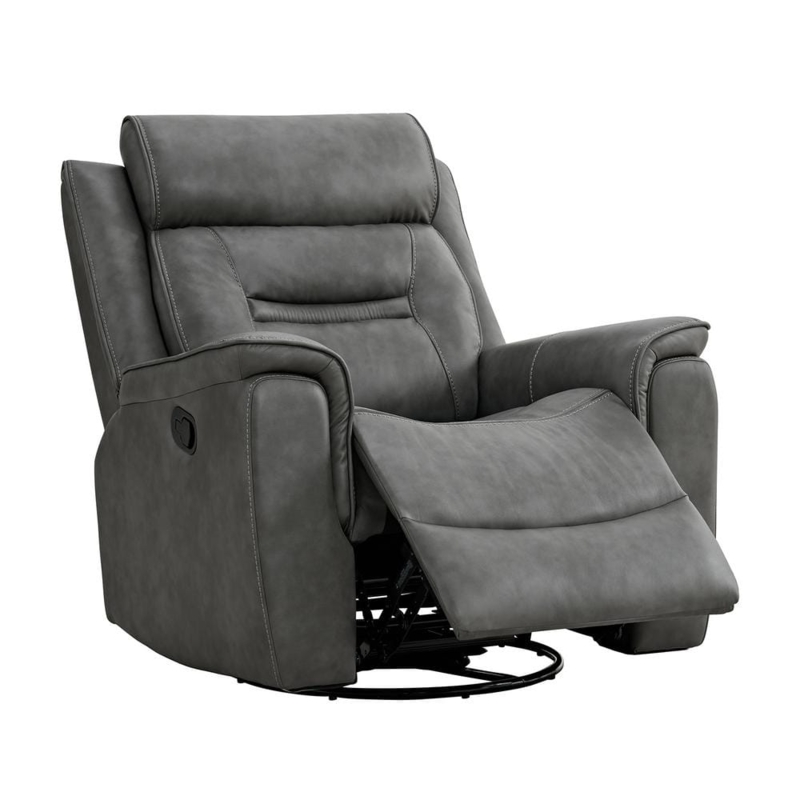 Slate Gray Manual Swivel Rocker Recliner with Extra Large Footrest