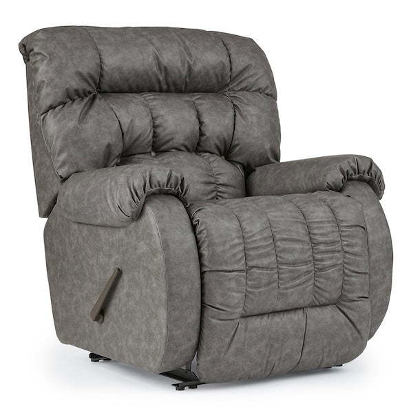 Slate Grey Overstuffed Manual Recliner with Channel Tufting