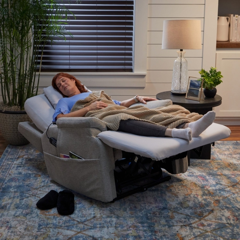 Sleeper Recliner Chair in Light Gray with Lay Flat Capability