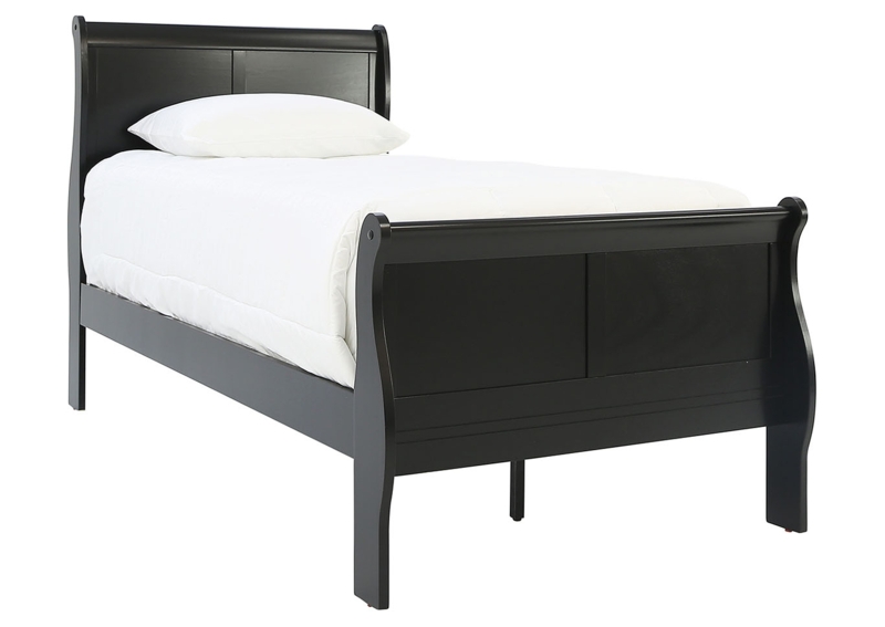 Sleigh Bed Frame with Traditional Curved Headboard and Panel Detailing