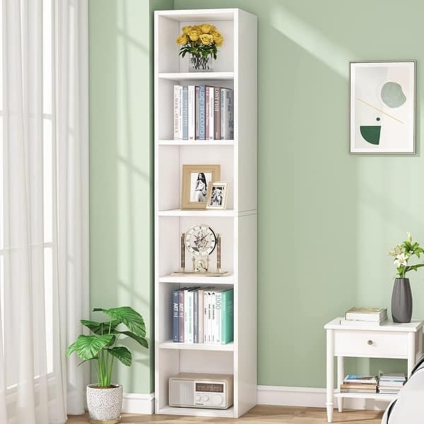 Slim 6 Tier Bookcase Matte Finish Contemporary Design