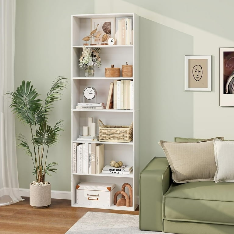 Slim 6-Tier Bookcase Scandinavian Storage Tower