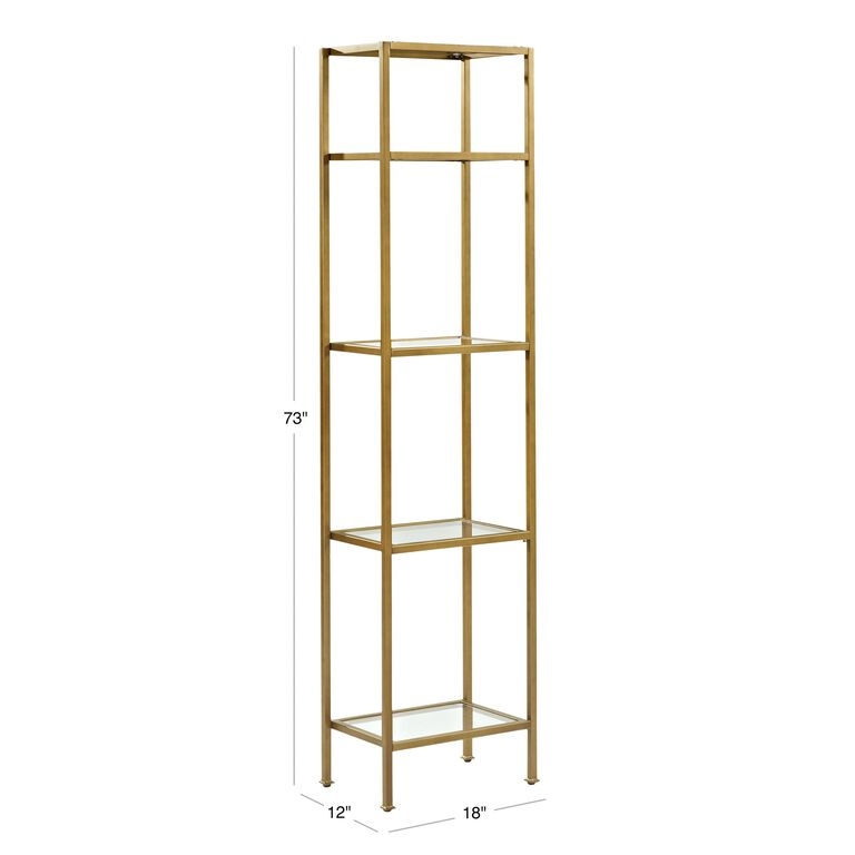 Slim Metal Etagere Shelf with Brushed Finish and Square Tubing