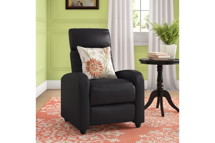 Slim Profile Recliner Chair with Modern Track Arms in Black