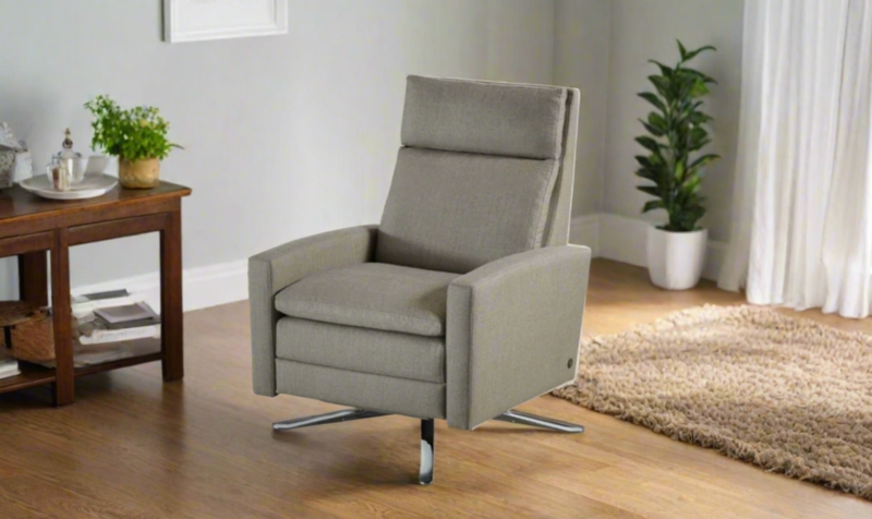 Slim Profile Swivel Chair Polished Chrome Star Base Heather Gray