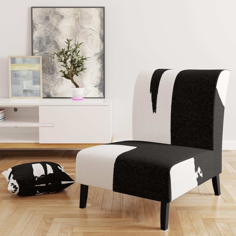Slipper Accent Chair Abstract Brushstroke Design Contemporary