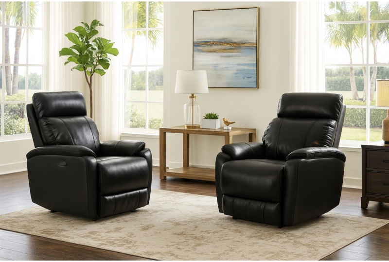 Small Recliner Set with Compact Silhouette and Padded Headrests
