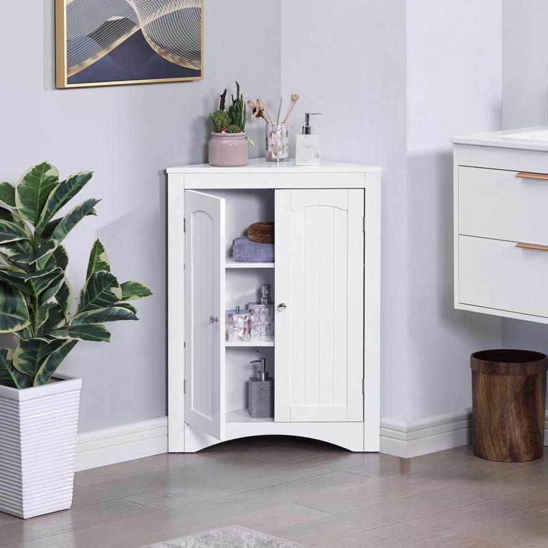 Small Space Bathroom Corner Cabinet with Paneled Doors