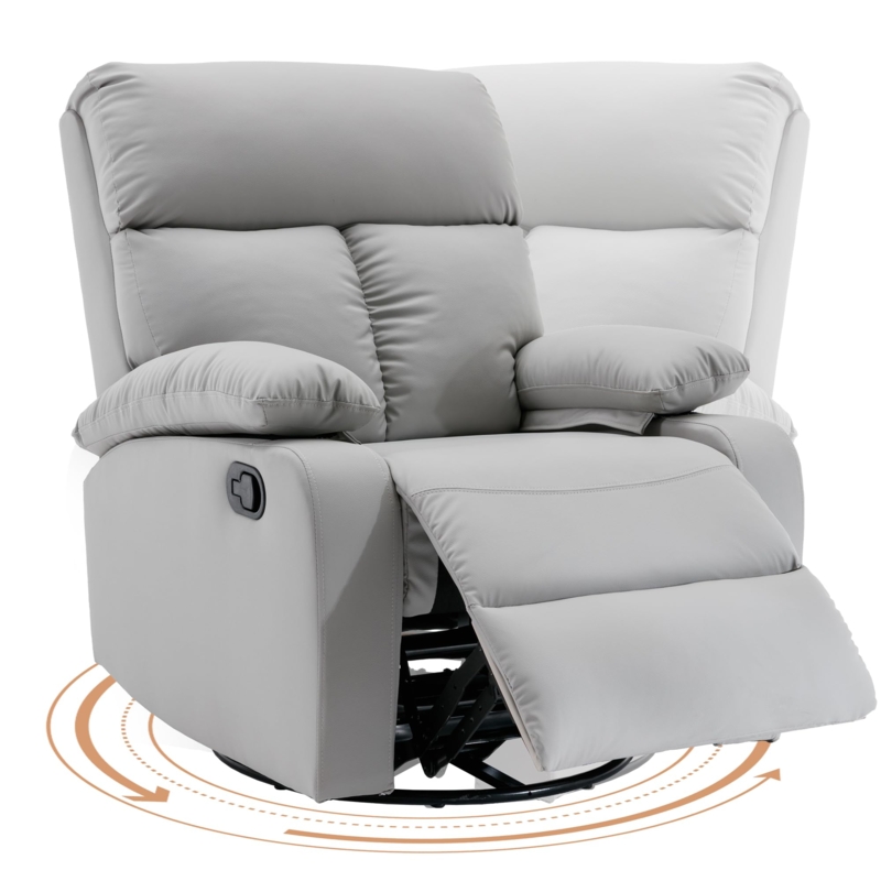 Small Space Swivel Rocker Recliner in Light Grey for Nursery