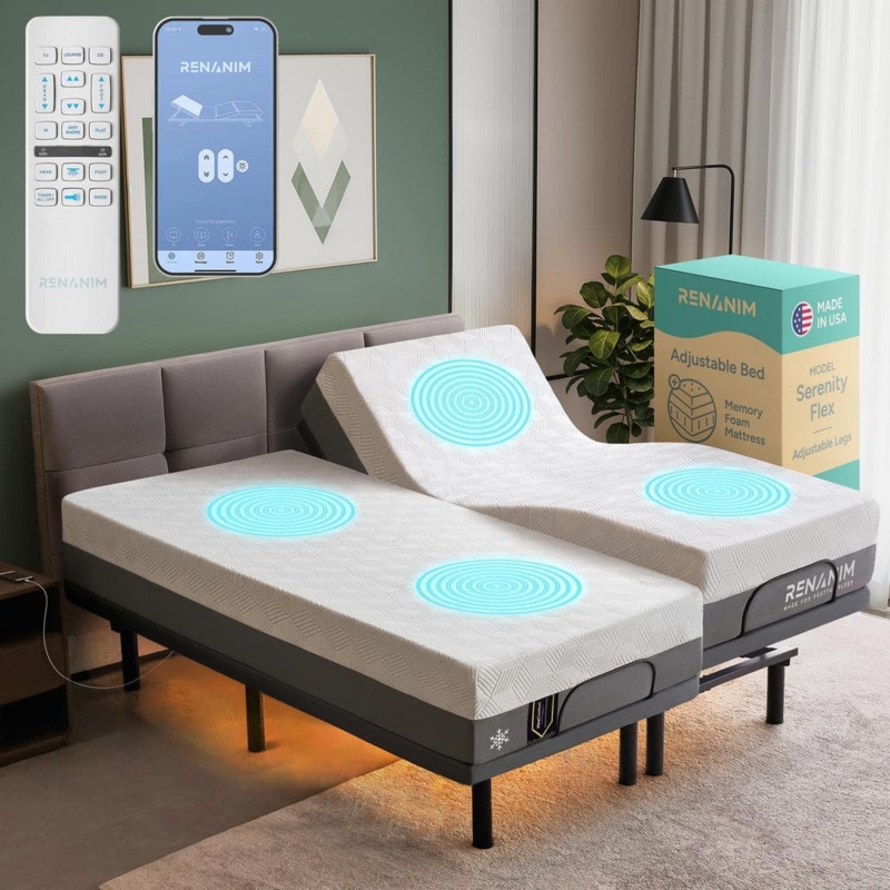Smart Adjustable Bed Frame Split King with Amber Underbed Lighting