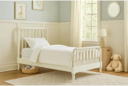 Spindle Bed Frame White Beaded Detail Traditional Cottage