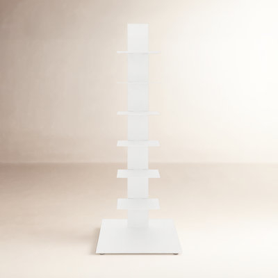 Spine Bookcase White Vertical Column Minimalist Contemporary
