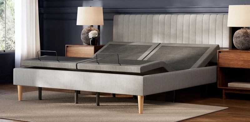 Split Adjustable Bed Base with Channel Tufted Headboard