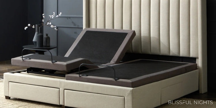 Split Adjustable Bed Base with Integrated Storage Drawers