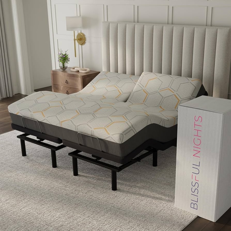 Split Head Adjustable Bed with Vertical Channel Tufted Headboard