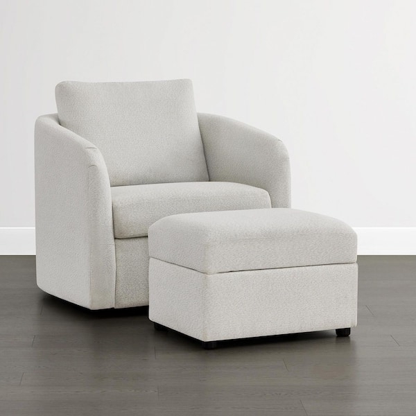 Spruce & Spring Keira Cream White Fabric Swivel Accent Chair with 360  Swivel, Washable Slipcovers and Ottoman SSAC7A060-SD661-04
