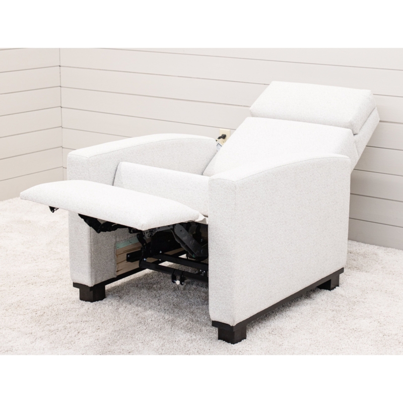Square Track Arm Push Back Recliner with Textured Fabric, Block Legs