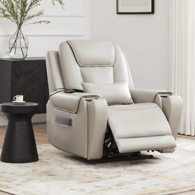 Stone Grey Power Lift Recliner with Tethered Remote Control