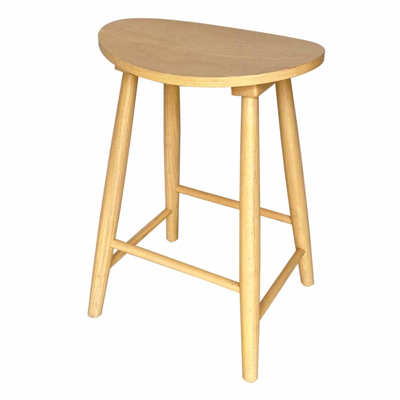 Stool with Unique Semi-Circular Seat and Natural Light Wood Finish