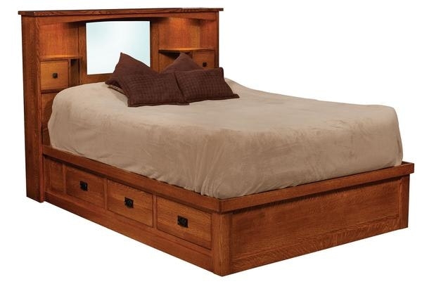 Storage Bed in Mission Style: Warm Wood with Slatted Details