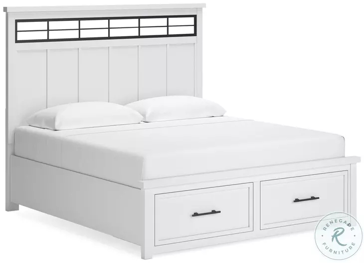Storage Bed King Modern Farmhouse featuring Black Lattice Insert