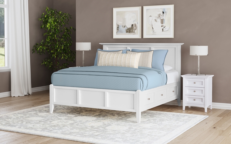 Storage Bed King with Tapered Feet and Paneled Headboard