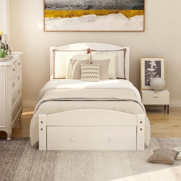 Storage Bed Twin with Arched Silhouette and Underbed Drawer