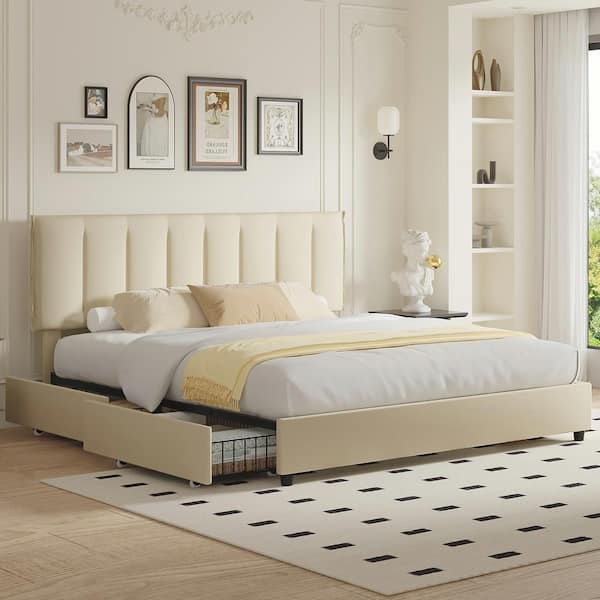 Storage Bed Vertical Channel Tufting Contemporary Bedroom Decor