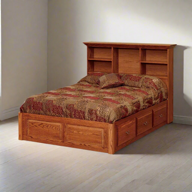 Storage Bed with Raised Panel Construction and Six Drawers