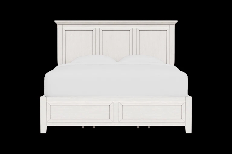Storage Bed with Triple-Panel Headboard and Footboard Drawers
