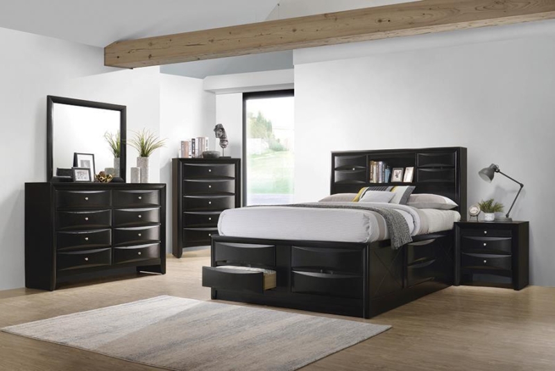 Storage Bedroom Set Bookcase Headboard Paneled Drawers