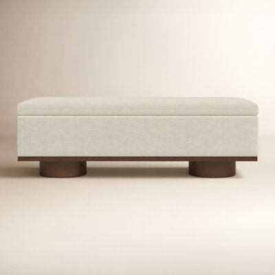 Storage Bench Flip Top Upholstered Mid-Century Modern Tapered Legs
