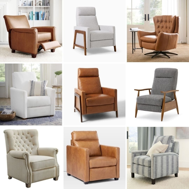 Stylish Recliner Chairs Grid Tufted Back & High Leg Designs