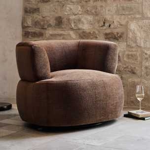 Swivel Chair Cocoa Brown Boucle Low Profile