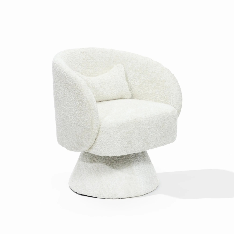 Swivel Chair Upholstered Pedestal Base Boucle Tub Silhouette Modern
