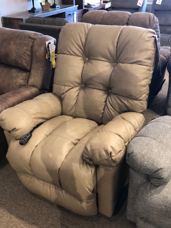 Swivel Glider Power Recliner Tan Segmented Tufting Remote