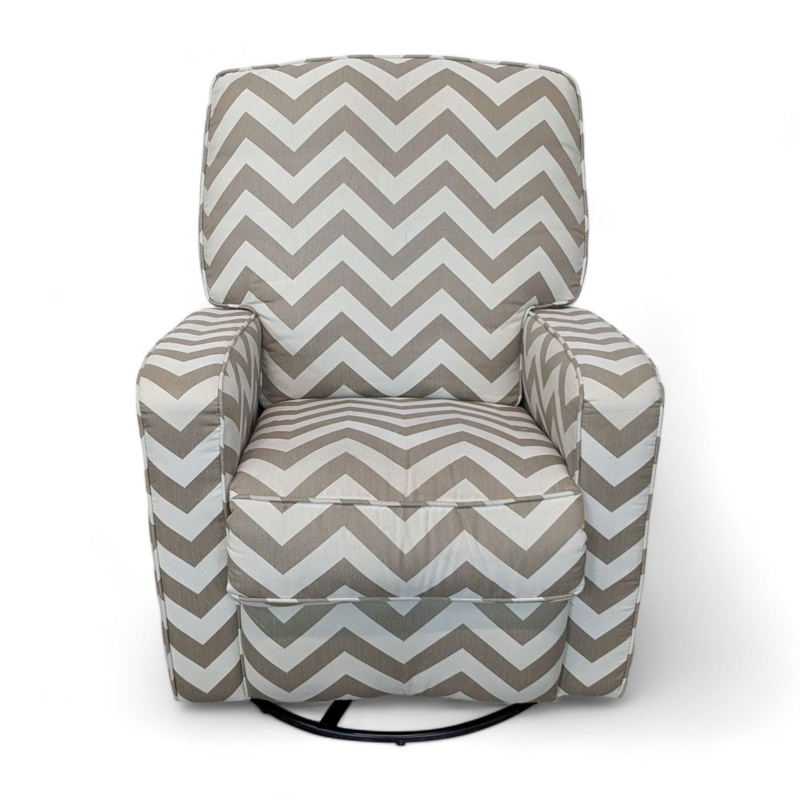 Swivel Glider Recliner Chevron Pattern Track Arms Taupe