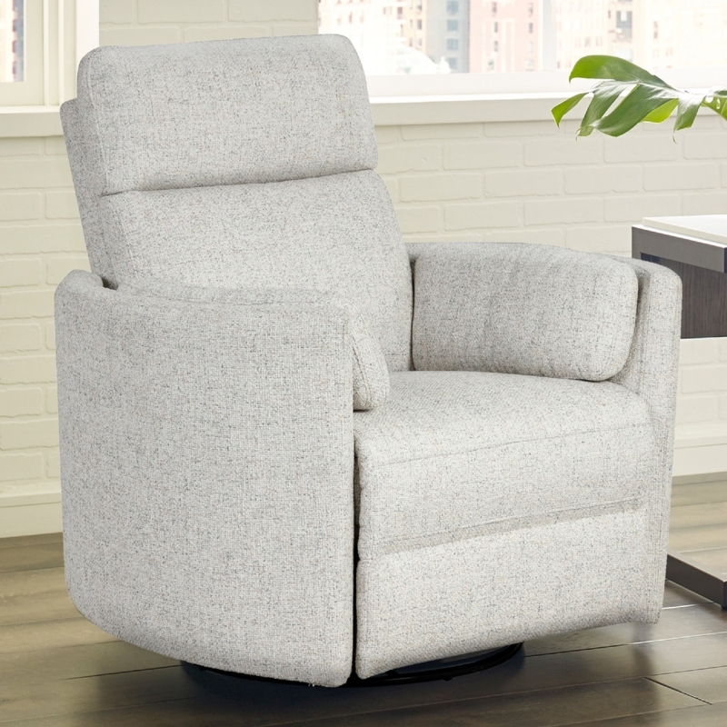 Swivel Glider Recliner in Textured Grey Quartz Fabric with Power Motion